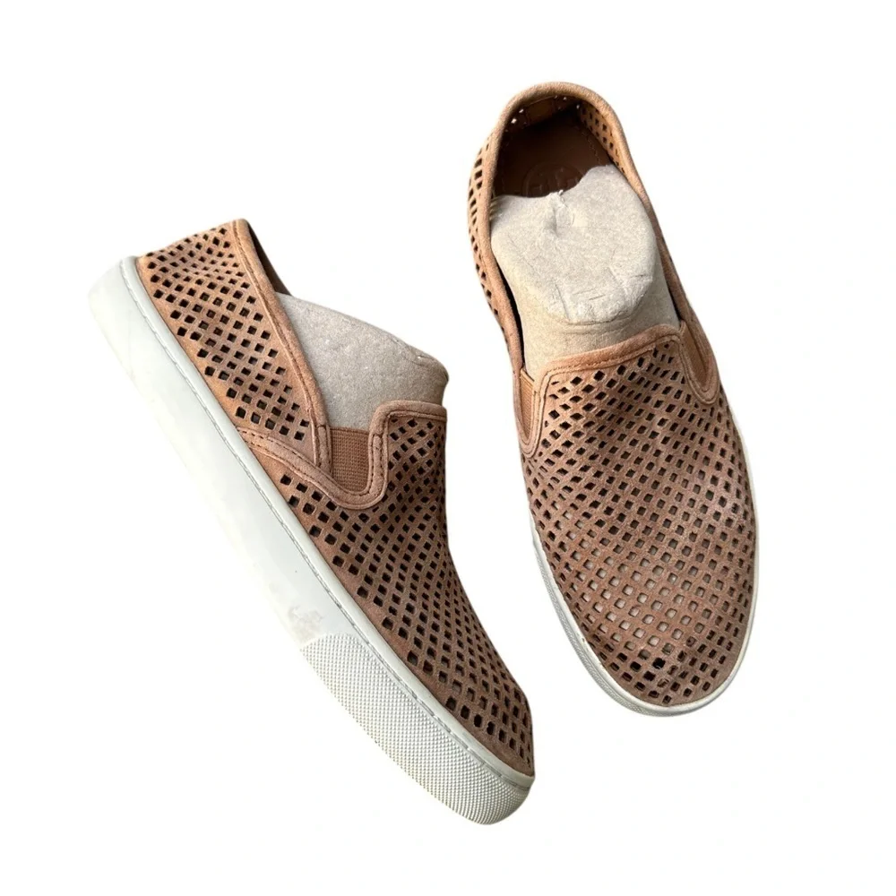 Tory Burch Tan Perforated Slip-On Shoes size 7.5